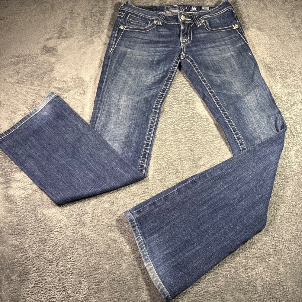 Miss Me JP5045 Women Bootcut Jeans Size 27 Medium Wash Embellished Cross Y2K